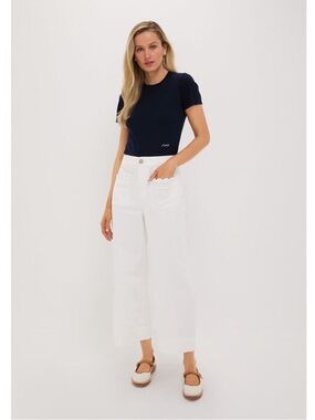 TUCKERNUCK White Chino Wide Leg Davis Pants Size 10 NWOT Scalloped Pocket Cotton